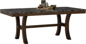 Modern Durable 6-Seater Dining Table with Marble Look <b>Tabletop</b> Rectangular Design for Home Apartment and Restaurant - Product Image 3