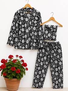 Conjunto de Pijama para Mujer 100% Algodón con Estampado de Leopardo, Manga Larga, Botones, Ecológico, Ropa de Dormir de Verano, Suave y Transpirable - Product Image 1