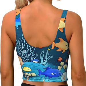 Soutien-gorge de sport personnalisé OEM pour femme, imprimé poisson océan, sublimation, crop top de yoga respirant, vêtements de fitness actifs en gros - Product Image 3