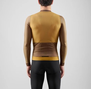 Maillot de cyclisme personnalisé moutarde à manches longues, fermeture éclair intégrale, léger, respirant, avec empiècements en mesh, pour le cyclisme sur route, vêtements de sport d'équipe - Product Image 4