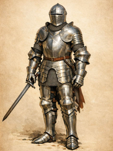 Armadura medieval de la mejor calidad, tipo Sugarloaf, en acero dulce de calibre 18, con acabado pulido, tamaño completo, aproximadamente 7 pies, con acabado pulido. - Product Image 3