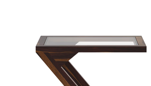 Modern Wood Nightstand With Glass Top And <b>Shelf</b> Midcentury Design Bedroom Furniture - Product Image 5
