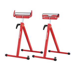 Set di 2 Banchi da Lavoro Pieghevoli in Metallo Resistente con Guide per Bordi Portatili e Supporto - Product Image 1
