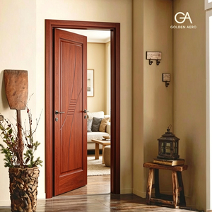 Porte intérieure en bois massif Golden Aero, design à rainures courbes, ouverture manuelle, style traditionnel pour la maison, bar, GA-15L - Product Image 1