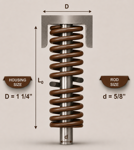 Resorte de compresión Marrón Bordignon 5S de carga súper pesada, Carga súper fuerte, Diámetro de la carcasa: 1 1/4, Diámetro de la varilla: 5/8 - Product Image 1
