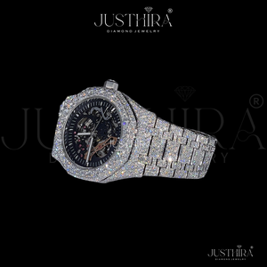 Reloj Automático Premium para Hombre, Totalmente Cubierto de Diamantes, Diseño de Esqueleto |   Reloj de pulsera de acero con corte de diamante de primera calidad |   Reloj de Moda Hip-Hop Bling - Product Image 4