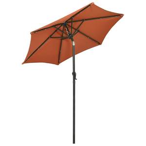 Terracotta and Dark Grey Garden Parasol Elegant <b>Patio</b> <b>Umbrella</b> & <b>Base</b> - Product Image 4