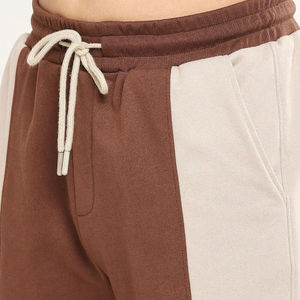 Ensemble de survêtement homme bicolore style vintage streetwear marron beige avec sweat à capuche et pantalon de jogging doublé polaire coupe ample - Product Image 6