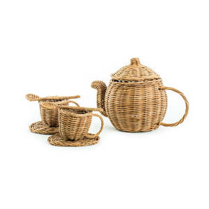 Wholesale natural toys for kids high quality kindergarten toy rattan tea <b>set</b> miniature teaware - Product Image 4