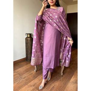 Hermoso Salwar Kameez de Algodón Color Oro Rosa para Fiestas, Talla XL, Top y Pantalón con Dupatta, Marca JC, Elegante Ropa de Fiesta - Product Image 4