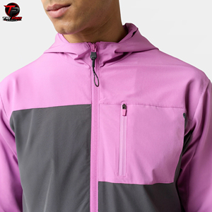 Conjunto Deportivo Color Block con Sudadera con Capucha, Chaqueta Ligera con Cierre y Pantalones Cortos para Correr, Ropa Deportiva Impermeable y Cortavientos - Product Image 5