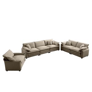 Set Divano Sezionale Oversize in Corduroy Tan a 3 Posti, Comodo e Ampio, con un Divano Singolo, un Divano a 2 Posti e un Divano a 3 Posti per Soggiorno - Product Image 5