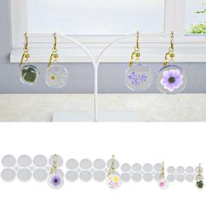 Round Pendant Specimen Clay Pressing Board Aromatherapy Keychain Backpack Hanging Ornament Resin <b>Silicone</b> Mold - Product Image 1