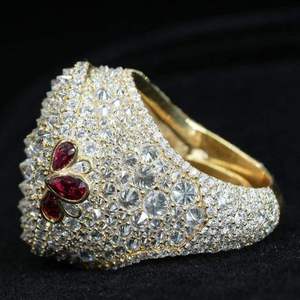 <b>Iced</b> Butterfly Fine <b>Ring</b> Lab Diamond Ruby Side Stone 925 Sterling Silver Unisex Wedding Party Jewelry - Product Image 3