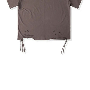 เสื้อยืดสไตล์สตรีทแวร์ แขนสั้น คอกลม ผ้าฝ้าย 100% น้ำหนักเบา สไตล์ดิสเทรส สำหรับฤดูร้อน รับผลิตแบบ OEM มีจำหน่าย - Product Image 4