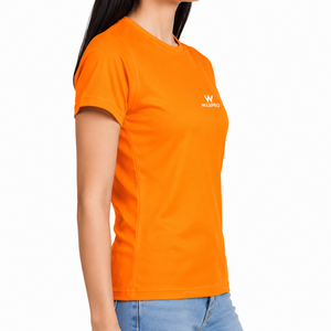 Women's Orange Crew Neck Short Sleeve T-Shirt 100% Cotton Jersey Casual Fit Regular Length Breathable Solid Color - Product Image 2