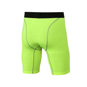 Shorts de sport pour homme en tissu tricoté, couleur unie vert néon, séchage rapide, taille mi-haute, taille élastique, CLOTHES LEATHER GEAR - Product Image 1
