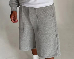 <b>Hip</b> Hop Solid Front Logo 320gsm 100% Cotton High Quality Elastic Waist Waterproof Breathable Custom Summer Sweat Shorts Joggers - Product Image 4