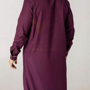 Kaftán Thobe Musulmán para Hombre, Ropa Formal Islámica de Manga Larga, Color Sólido Degradado, Moda 2026, Venta al Por Mayor - Product Image 5