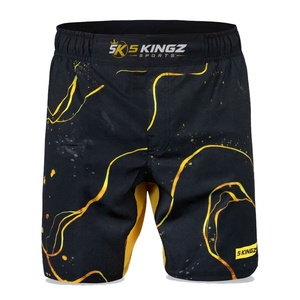 Shorts MMA pour hommes de haute qualité, personnalisés, 5 SPORTS, noir et jaune, imprimés, respirants, anti-transpiration et séchage rapide - Product Image 2