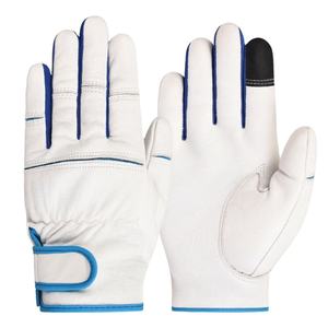 Sheepskin Leather Safety <b>Gloves</b> Pig Grain Goat Leather Protective Driver Working <b>Gloves</b> With Elastic Cuff and Cotton Back - Product Image 4