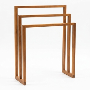 Porte-serviettes autoportant en teck massif modèle SH003 au design moderne, léger et bien poncé, idéal pour salle de bain et hôtel - Product Image 1
