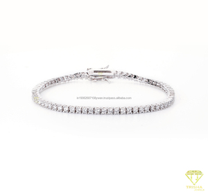 Bracelet de tennis unisexe de luxe bicolore jaune blanc alternance zircon cubique cristal strass élégant porter au quotidien - Product Image 2