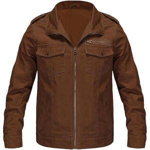 บริการผลิตเสื้อแจ็คเก็ตหนังสไตล์ฮิปฮอป วินเทจ แฟชั่นสำหรับฤดูหนาว ขี่มอเตอร์ไซค์ ซาฟารี  แบบ OEM จากโรงงานโดยตรง - Product Image 3