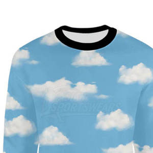 Sweat-shirt unisexe à col rond, imprimé nuages, en polyester tricoté, coupe classique, pour le printemps - Product Image 3