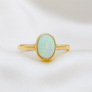 Natural Ethiopian <b>Opal</b> Ring925 Sterling Silver Rose Gold Yellow Gold Plated Oval Cabochon Gemstone Stackable <b>Ring</b> Christmas Gift - Product Image 1