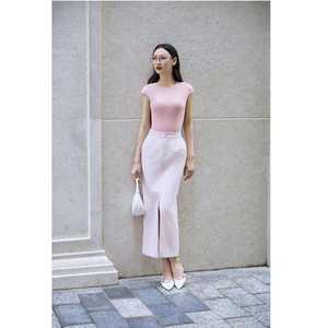 Jupe Midi Élégante à Taille Haute et Fente Avant KV27 pour Femme, Style Vintage Minimaliste, Idéale pour le Bureau - Collection Vietnam Fashion - Product Image 4