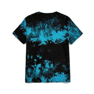 Men's <b>Tie</b> Dye Short Sleeve T-Shirt Regular Fit O-Neck <b>Knitted</b> Casual Black and Blue Patterned Design - Product Image 3