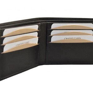 ISIRO <b>Men's</b> <b>Black</b> Genuine Leather Bifold <b>Wallet</b> Slim Fold Design Minimalist Panelled Style Daily Use - Product Image 3