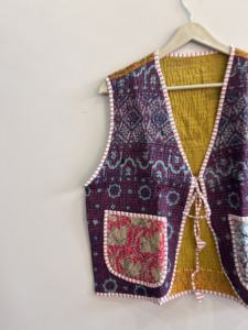 Chaleco Kantha sin Mangas, Estilo Boho Vintage, Hecho a Mano, Reversible, para Mujer - Product Image 2