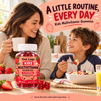 Gummies multivitaminées en gros pour enfants, 13 vitamines, oursons fraises, soutien croissance et immunité, 90 unités, marque privée personnalisée