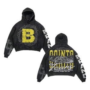 Sudadera con capucha estampada DTG de gran tamaño de la mejor calidad para hombre, rasgado desgastado, borde crudo, gráfico de felpa francesa, forro polar de algodón 100% para invierno - Product Image 1