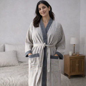 Precio al por mayor: Conjunto de batas de baño de hotel 100% algodón suave, absorbente, diseñado para adultos, para uso en el hogar, hotel y spa. - Product Image 1