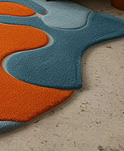 Alfombra multicolor de lana hecha a mano con diseño moderno de alta calidad, ecológica, para sala de estar, habitaciones infantiles, hoteles y oficinas. - Product Image 3