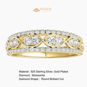 Anillo de Eternidad Vintage Chapado en Oro de 18K con Moissanita, Joyería Nupcial de Diamantes para Mujer, Lujo Estadounidense - Product Image 6