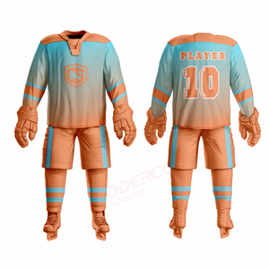 Meilleures ventes : Ensembles d'uniformes de hockey sur glace à prix d'usine, toucher doux, 100 % polyester, en gros, unisexe, respirant, manches longues, avec logo - Product Image 5