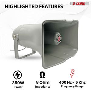 Haut-parleur de sonorisation 350W PA, 13,5 pouces, intérieur/extérieur, 8 ohms, résistant aux intempéries, type corne de bœuf - Product Image 2