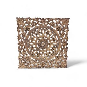 Panel de Arte Mural de Madera Dorado Cepillado, Decoración de Pared Floral Artesanal Estilo Campestre Francés, Decoración Colgante Enmarcada - Product Image 1