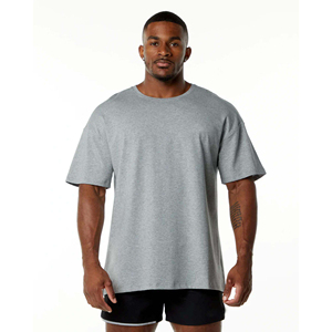T-shirt de sport OEM à col rond très élastique, séchage rapide, respirant, 100 % coton, coupe longue et ample - Product Image 5