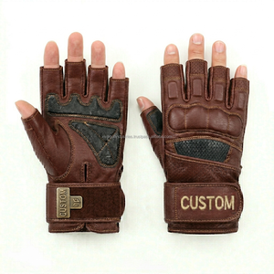 Guantes de Gimnasio de Cuero Acolchado con Soporte para Muñeca, Precio de Fábrica, Guantes de Entrenamiento para Levantamiento de Pesas, OEM ODM - Product Image 5