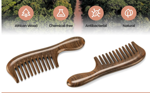 หวีไม้ซี่ห่างสำหรับผู้ชายและผู้หญิง ป้องกันไฟฟ้าสถิต ช่วยสางผมไม่พันกัน สำหรับผมหยิก ผมตรง ผมยาว - Product Image 4