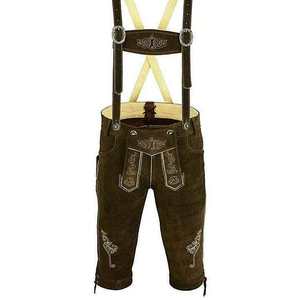 Lederhosen traditionnels bavarois allemands marron foncé pour hommes, tailles EU 46 à 62 - Product Image 1