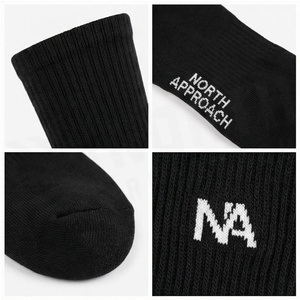 Crew <b>Socks</b> Solid Black 100% Cotton Breathable Knitted for Adults Daily Casual Wear Spring Season - Product Image 4