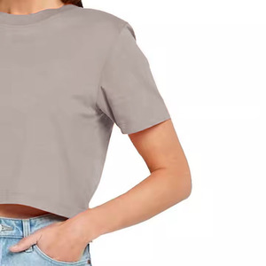 Vêtements de fitness ajustés pour femmes, à manches courtes, couleur unie, personnalisables, pour le travail et les activités intenses, col rond, en microfibre - Product Image 5