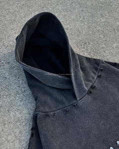 Pull-over à capuche de luxe pour hommes personnalisé de haute qualité 100% coton lavé à l'acide avec impressions personnalisées GSM lourd pour l'hiver - Product Image 5