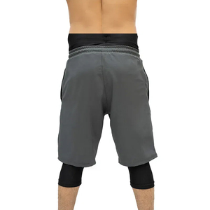 Men's Gray Mid Waist Board Shorts Drawstring Closure Quick Dry Casual Gym Running Bermuda Shorts Solid Color Cotton Knitted - Product Image 5